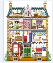 Doll House Full House Cute Mini Rooms Furnitures Cross Stitch Color Pattern