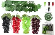 4 Bunches Fake Grapes with 3 Strands Artificial Grape Vines Hanging Plant