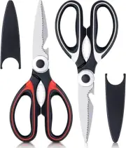 2 Pack Heavy Duty Kitchen Shears Stainless Steel Black Ultra Sharp Scissors Meat