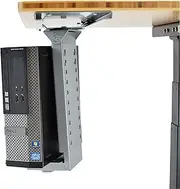 Swiveling Sliding Under-Desk Computer CPU Holder Adjustable Height Width pc Tower Mount swivels 360 Slides in and Out Ergonomic Office Desktop sit Stand Standing Desk Accessories Accessory Metal