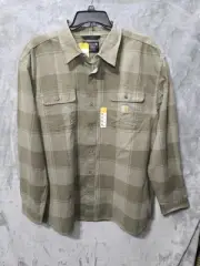 NWT Carhartt Flannel Shacket Mens Green Plaid Ck 2XL Heavy Work Jacket Loose Fit