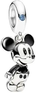 [The Charmery] Mickey Mouse Dangle Charm 925 Sterling Silver Charm Compatible with Pandora Charms,and Many Other UK Charm Bracelets., Sterling Silver