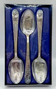 Vintage Wm Rogers Silverplated Presidential Spoon Set Washington Adams Jefferson