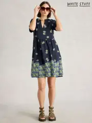 White Stuff Blue 100% Cotton Thea Jersey Dress (W38324) | $127