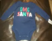 Carter’s “OMG Santa” Graphic Navy Bodysuit Size 24 Months