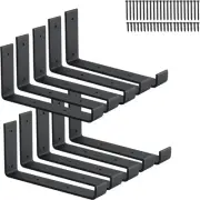 10 Pack Heavy Duty J Shelf Brackets with Lip, 9 Inch 10 Pack, Matte Black