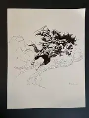 Kublai Khan - Frank Frazetta Poster Print 9x11 Black & White
