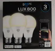 Geeni LUX 800 Smart Wi-Fi LED Dimmable White Light Bulbs w Voice Control —3 Pack