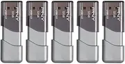 PNY 32GB Turbo Attache 3 USB 3.0 Flash Drive, Grey (Pack of 5)