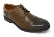 New Clarks Men's Kovit Walk Wingtip Leather Oxford Shoes Brown Size 10 M