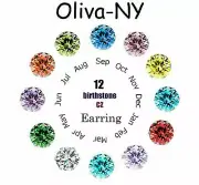 14K Yellow Gold Birthstone Earrings Cubic Zirconia 3mm Basket Round Stud