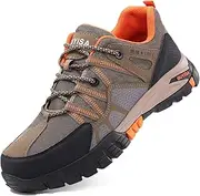 [BIAJIAZHUA] Steel Toe Sneakers for Women Anti-Puncture Anti-Smash Anti-Colision, Non Slip Steel Toe Shoes with Slip-Resistant Outsole, Indestructible Steel Toe Boots for Men(7.5)