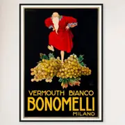 Galrie Vermouth Bianco Bonomelli Milano Vintage Advertising Poster Art Home Décor, Black Frame, 50 x 70cm (20 x 28inch)