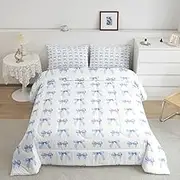 Feelyou Kids Bowknot Bedding Set Twin Size, Dreamy Princess Comforter Set Boys Girls Cute Bow Comforter Colorful Teens Duvet Set Bedroom Decor with 1 Pillow Case