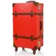《葳爾登》24吋皮革復古風硬殼旅行箱四輪360度行李箱防壓耐撞休閒登機箱24吋復古2018紅色