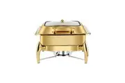 SOGA Gold Plated Stainless Steel Square Chafing Dish Tray Buffet Cater Food Warmer Chafer with Top Lid