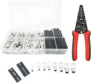 Wire Terminals Crimping Tool, Copper Wire Lugs, Terminal Connectors, Heat Shrink Set, Bare Copper Eyelets, Ring Terminals Connectors(261Pcs)