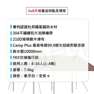 【CampPlus】 6x8雙層黑膠方形天幕 2020全新雙層黑膠工藝技術 天幕 露營 帳篷 悠遊戶外