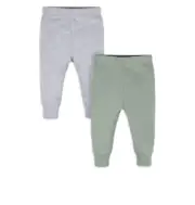 Set of 2 Gerber Baby Jogger Pants Gray Moss Green 12 Months