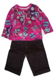The Children's Place Girls 2 pc Set Brown Pants 6-9 M & Multicolor Top Size 12 M