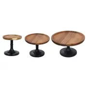 Wood Cake Stand High Base Cupcake Dish Display Plate Household Round Cake