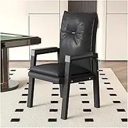 Leather Office Guest Chair Executive Side Chairs Reception Chair with Metal Frame,Accent Chair Reading Leisure Chair with High Back for Living Room(Black)