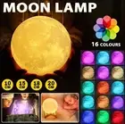 USB 3D Lunar Moon Lamp Dimmable Desk Light Moonlight LED Night Light Remote AU