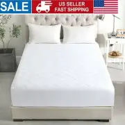 Quilted Mattress Cover Pad Protector Breathable Fitted Sheet Topper Queen King