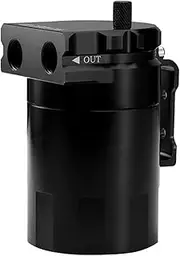 Daseeme Aluminum Engine Black Baffled Oil Catch Can Tank Reservo Breather with Fittings Solid