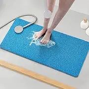 Asvin Soft Textured Bath, Shower, Tub Mat, 35x16 Inch, Phthalate Free, Non Slip Comfort Bathtub Mats with Drain, PVC Loofah Bathroom Mats for Wet Areas, Quick Drying, Blue, 35/'' x 16/''