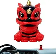 Ancsttu Cute Dashboard Car Accessories - Desk Decor Chinese Lion Shaking Head Solar Power,Cute Car Ornament Chinese Decorations Dashboard Crafts, Car Interior Accessories Ornaments