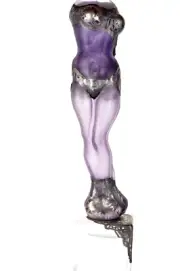 ION TAMAIAN Art Glass Frosted Purple Woman Torso Sculpture Hand Blown Fused New