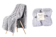 Soft Shaggy Faux Fur Blanket Decorative Throw Blanket for Couch Chair Sofa-Grey