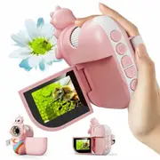 Portable 1000X Digital Handheld Microscope Built-in 8 LED Lamp Beads Telescope Educational Science Kit for Kids 3+ Ages,Pink