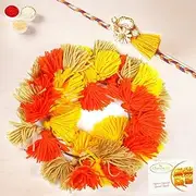 Ghasitaram Gifts Rakhis Online - Rakhi for Brother-RM-268 Bhaiya Bhabhi Rakhi with 400 GMS of Besan Barfi