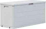 Deck Box Lockable (Lock Not Included), Garden Storage Box with Lid for Deposit Home Pillow, Garden Tools, Pool Accessories, 117 x 45 x 56 cm Light Grey
