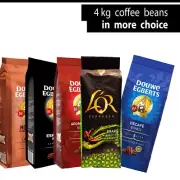 4kg Douwe Egberts & L'OR coffee beans, Aroma red, Decaf, Espresso, Intens, Mocca