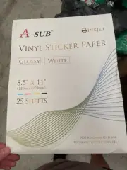 A-SUB 25 Sheets 8.5"x11" Glossy White Sticker Paper