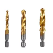 M6+M8+M10 Hex Shank Titanium Plated HSS Screw Thread Metric Tap Drill Bits8020