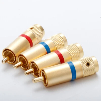 4pcs ​RCA Plugs HiFi Signal Wire Connectors Audio Cable Adapters Terminal NEW