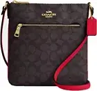 Coach Mini Rowan File Bag Signature Canvas CW325 IMXD0 Walnut/Bold Red [Outlet]