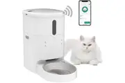 Automatic Cat Feeders, 2.4G WiFi Enabled Programmable Pet Feeder with Stainless Steel Bowl for Dog and Cat, Distribution Alarms and Voice Recorder Up to 15 Meals per Day