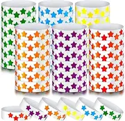 600 Pack Neon Star Wristbands Paper Wristbands for Events Adhesive Event Wristbands Arm Bands for Events Party Wristbands Bracelets for Kids Birthday Wedding Neon Glow Party