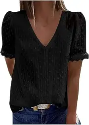 Womens V Neck Embroidery Jacquard Blouses Solid Color Pom Pom Long Sleeve Shirt Sexy Lined Splicing Lace Chiffon Tops