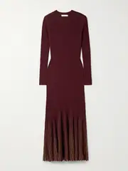 [Ulla Johnson] Ulla Johnson - Mila Metallic Ribbed-knit Midi Dress - Burgundy - small small Burgundy