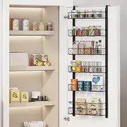 Over The Door Pantry Organizer, Hanging Storage Door Organizer with 6-Tier Adjustable Baskets, Kitchen Pantry Organiser Storage Spice Rack, Storage Baskets Behind The Door Shelf for Bathroom, Bedroom