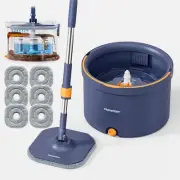 Mop and Bucket Set with 6 Microfiber Mop Pads, Spin Mop with Dirty/Clean Wate...
