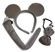 Plush Mouse Ears Costume Set Headband, Tail and Bowtie halloween 5 years+ Kids
