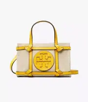 NWT {Tory Burch} Ella Canvas Quadrant Knot Micro Tote - Goldfinch Crossbody Bag