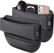 2 Pack Car Seat Gap Filler Organizer, Auto Consle Leather Gap Storage Boxes, Universal Car Front Seat Gap Dropping Blocker Bag Interior Accessory for Phone, Sunglasses, Card, Pen, Key (Black)